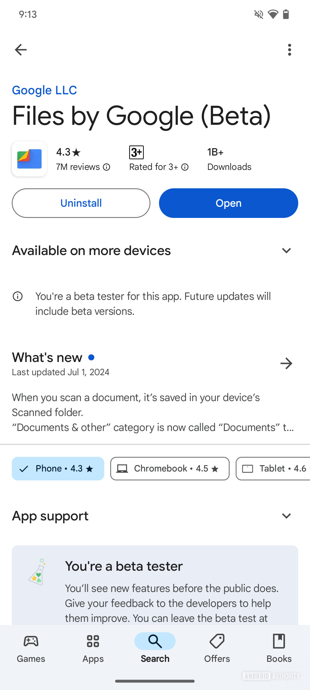 Google Play Store form factor ratings AssembleDebug