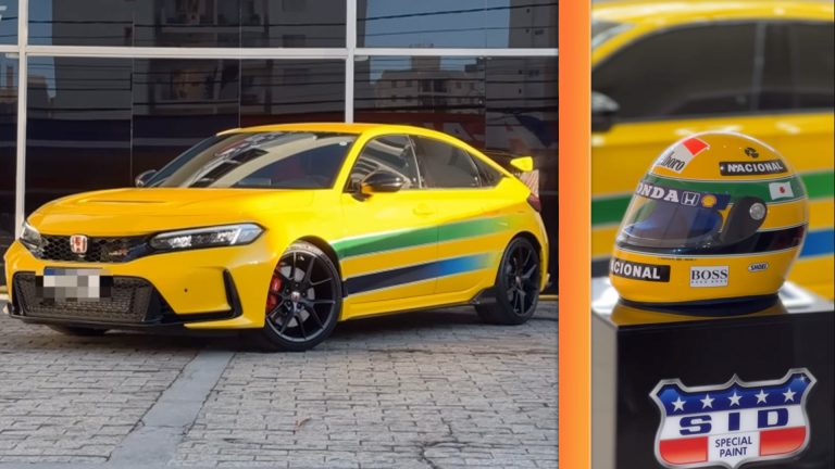 Honoring Senna’s Legacy: Stunning Honda Civic Type R Paint Job Pays Tribute to F1 Icon