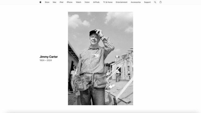 Apple Celebrates Jimmy Carter with a Rare and Iconic Homepage Tribute