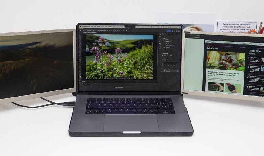 Triple Monitor Laptop Extender for Seamless Productivity