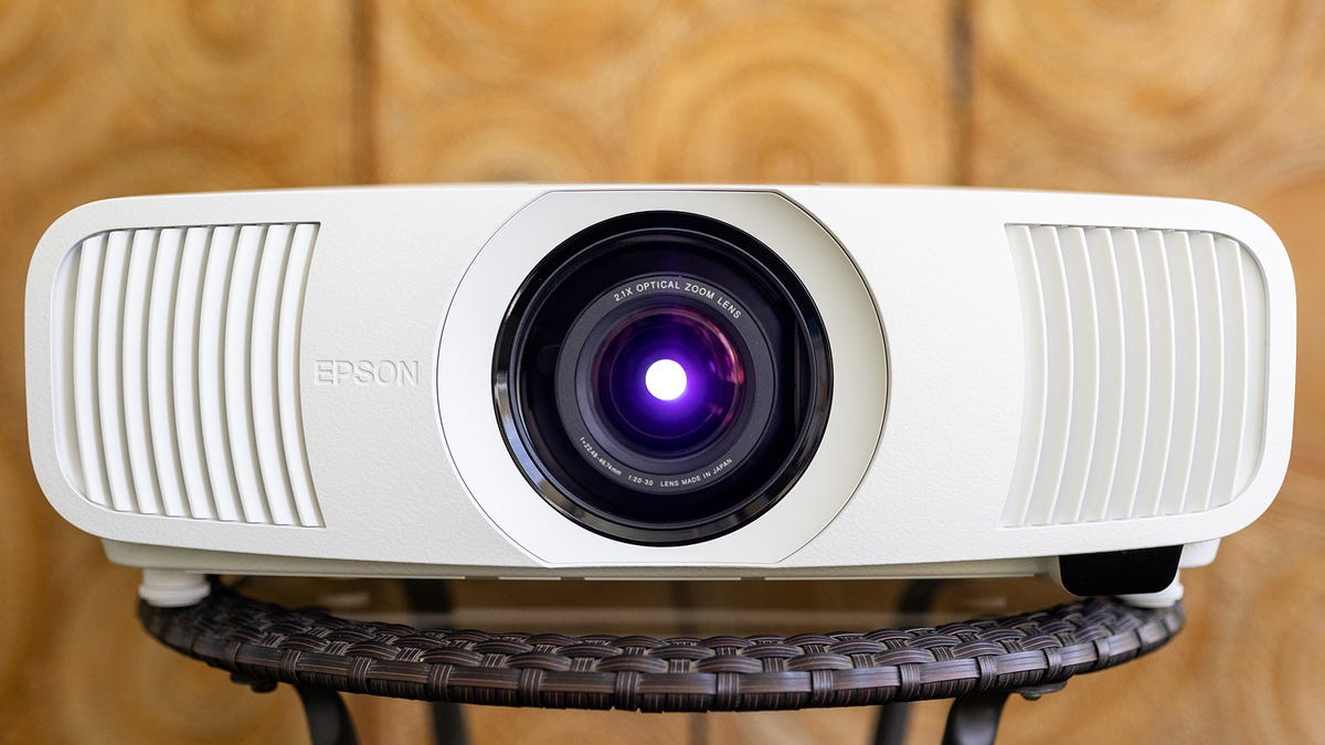 A front view of Epson LS11000 projector