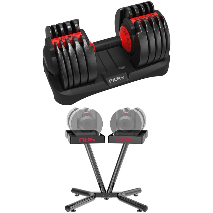 The FitRx SmartRack and SmartBells Kit.