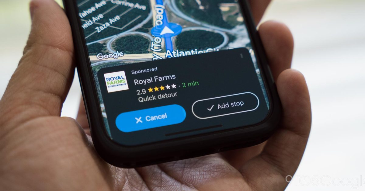 Google Maps tests 'quick detour' pop-up ads during navigation