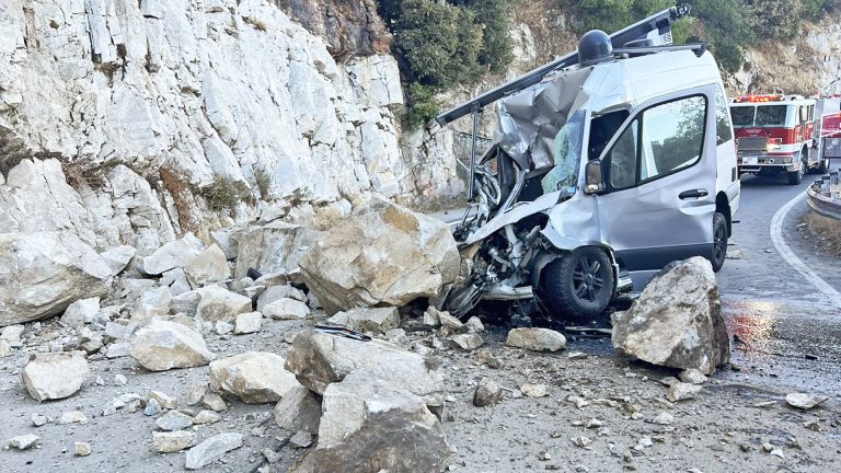 California Road Catastrophe: BP Clings to Life After Fender-Bender with Huge Boulder