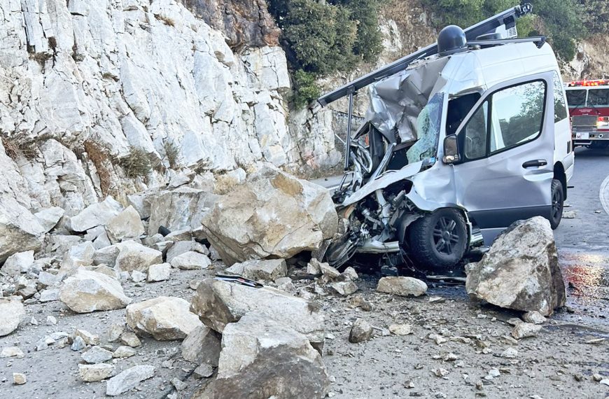 California Road Catastrophe: BP Clings to Life After Fender-Bender with Huge Boulder